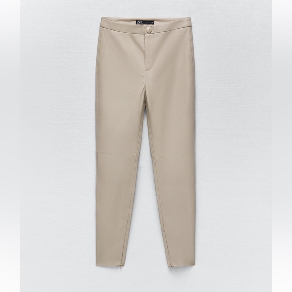 NWT ZARA FAUX LEATHER LEGGINGS DARK BEIGE SIZE S AND M  NWT